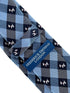 light blue  and dark navy blue plaid gingham style tie with Scottie dog Scottish Terrier design